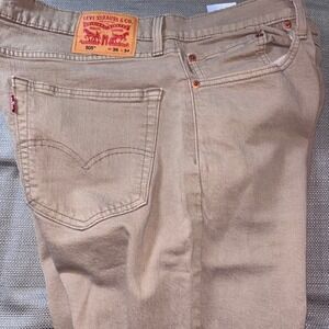Levi Strauss 505 Jeans Mens 36x34 Tan Relaxed Fit Comfort Denim Pants